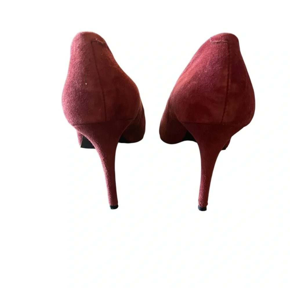 NINE WEST  Women’s Pump Heels FINLAY Brick Red Suede Shoes Size: 10M - Picture 3 of 7